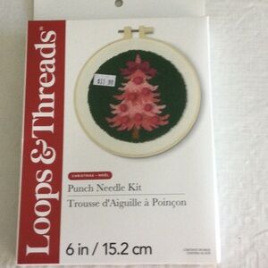 Pink Christmas Tree Punch Needle Kit